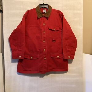 vintage original Russ sport co.coat L petite red barn chore work pockets